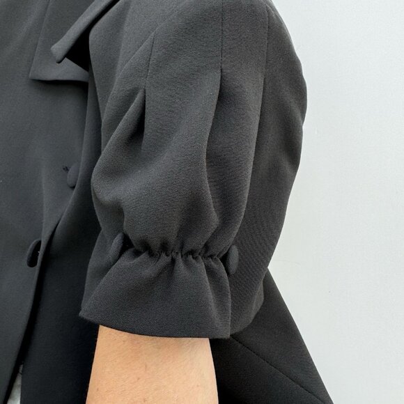 Tristan Cropped Black Blazer Short Sleeves Dark Academia Sz 14 Vintage - Picture 4 of 13